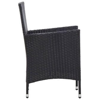7-delige Tuinset met kussens poly rattan zwart
