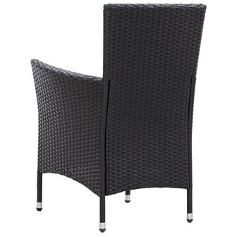 7-delige Tuinset met kussens poly rattan zwart