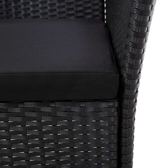 7-delige Tuinset met kussens poly rattan zwart