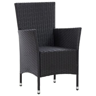5-delige Tuinset met kussens poly rattan zwart