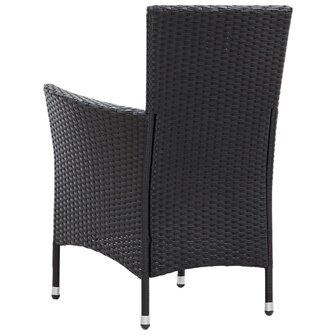 5-delige Tuinset met kussens poly rattan zwart