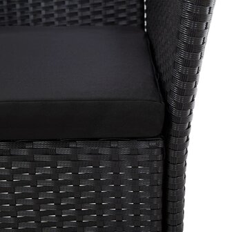 5-delige Tuinset met kussens poly rattan zwart