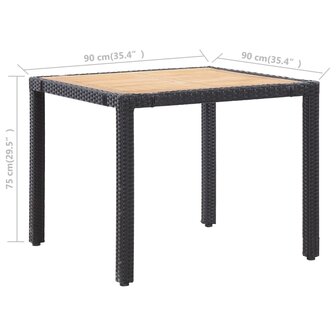 5-delige Tuinset met kussens poly rattan zwart