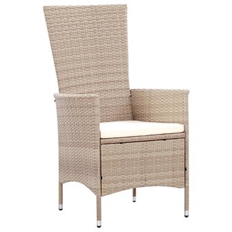 7-delige Tuinset met kussens poly rattan beige