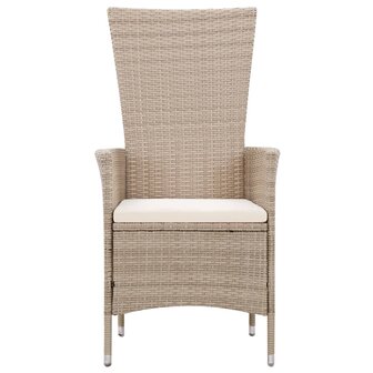 7-delige Tuinset met kussens poly rattan beige