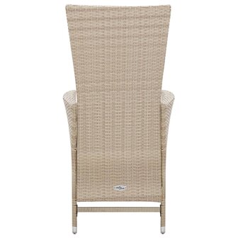 7-delige Tuinset met kussens poly rattan beige