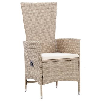 7-delige Tuinset met kussens poly rattan beige