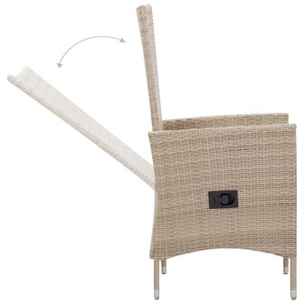 7-delige Tuinset met kussens poly rattan beige