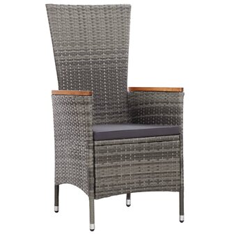 9-delige Tuinset met kussens poly rattan grijs