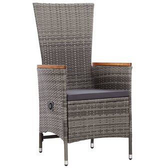 9-delige Tuinset met kussens poly rattan grijs