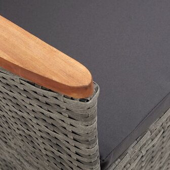 9-delige Tuinset met kussens poly rattan grijs