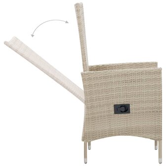 9-delige Tuinset met kussens poly rattan beige