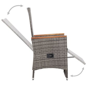 9-delige Tuinset met kussens poly rattan grijs