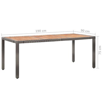 9-delige Tuinset met kussens poly rattan grijs
