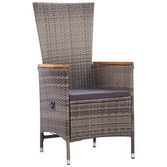 9-delige Tuinset met kussens poly rattan grijs