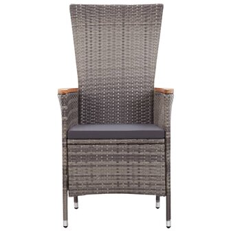 9-delige Tuinset met kussens poly rattan grijs
