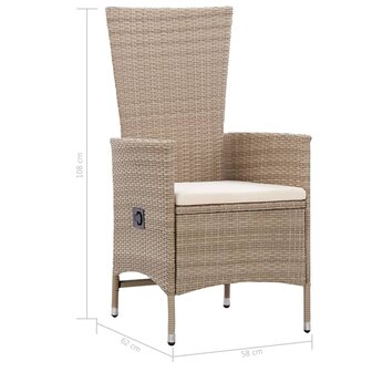 9-delige Tuinset met kussens poly rattan beige