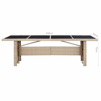 9-delige Tuinset met kussens poly rattan beige