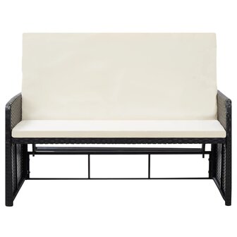 2-delige Loungeset met kussens poly rattan zwart