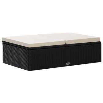 2-delige Loungeset met kussens poly rattan zwart