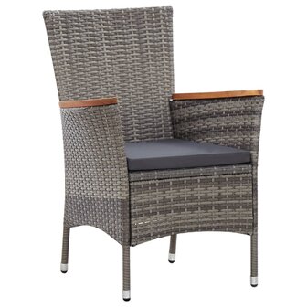 5-delige Tuinset met kussens poly rattan grijs