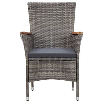 5-delige Tuinset met kussens poly rattan grijs