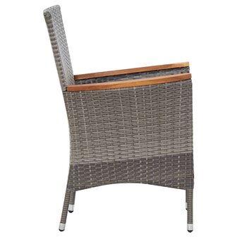 5-delige Tuinset met kussens poly rattan grijs