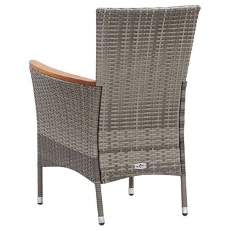5-delige Tuinset met kussens poly rattan grijs
