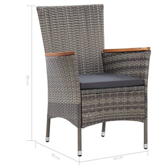 5-delige Tuinset met kussens poly rattan grijs