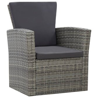 4-delige Loungeset met kussens poly rattan grijs