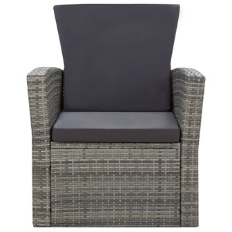 4-delige Loungeset met kussens poly rattan grijs