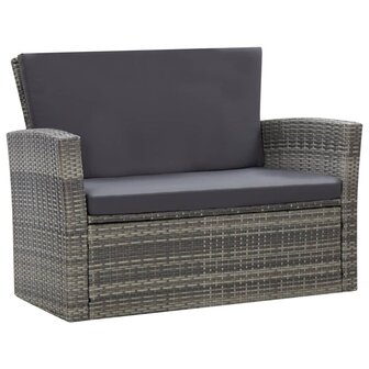 4-delige Loungeset met kussens poly rattan grijs