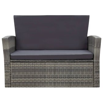 4-delige Loungeset met kussens poly rattan grijs