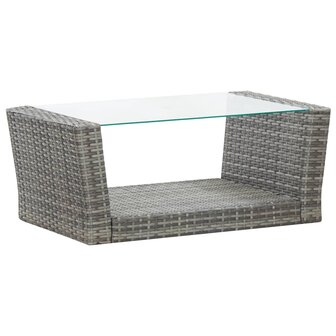 4-delige Loungeset met kussens poly rattan grijs