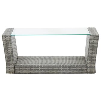4-delige Loungeset met kussens poly rattan grijs