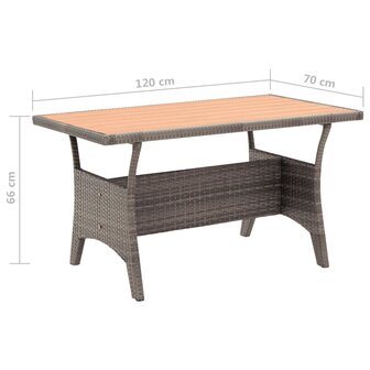 3-delige Tuinset met kussens poly rattan grijs