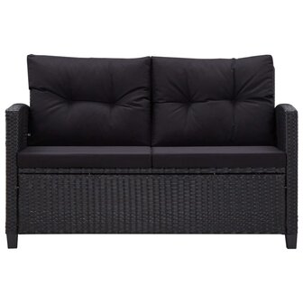 3-delige Tuinset met kussens poly rattan zwart
