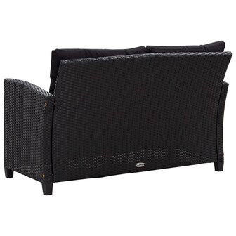 3-delige Tuinset met kussens poly rattan zwart