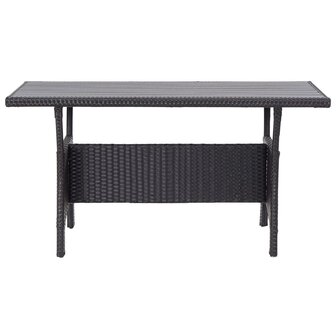 3-delige Tuinset met kussens poly rattan zwart
