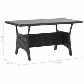 3-delige Tuinset met kussens poly rattan zwart