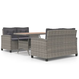 3-delige Tuinset poly rattan en massief acaciahout