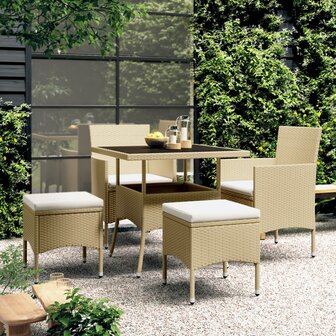 5-delige Loungeset poly rattan beige