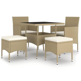 5-delige Loungeset poly rattan beige