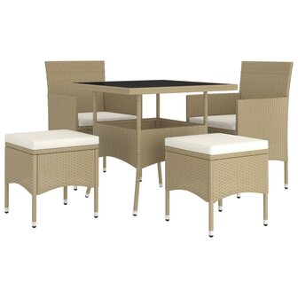 5-delige Loungeset poly rattan beige