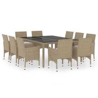 11-delige Tuinset poly rattan beige