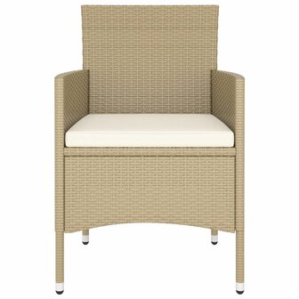 5-delige Bistroset poly rattan en gehard glas beige