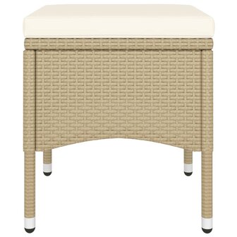 5-delige Bistroset poly rattan en gehard glas beige