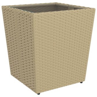 5-delige Bistroset poly rattan en gehard glas beige