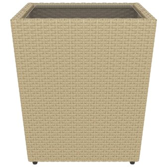5-delige Bistroset poly rattan en gehard glas beige