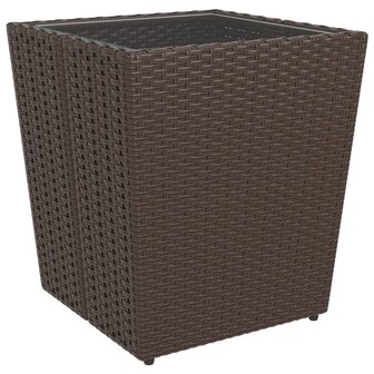 5-delige Bistroset poly rattan en gehard glas bruin